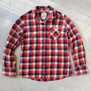 Field & Stream Women's Red, Navy, and Cream Plaid Casual Shirt Size Small